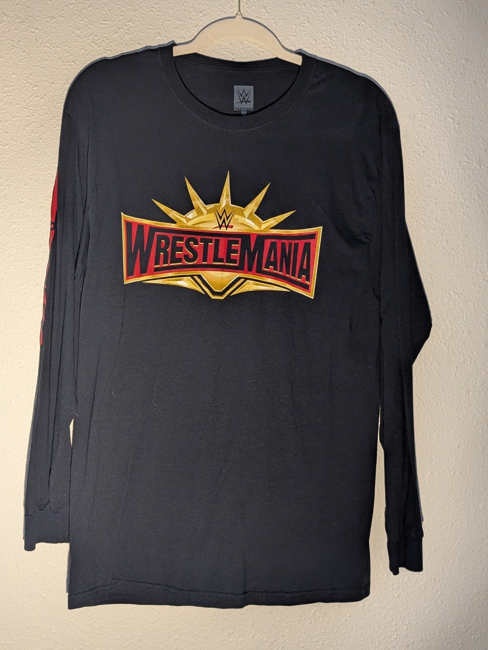 WWE WrestleMania Long Sleeve Shirt - Black with Red & Gold Logo